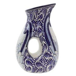 Talavera ceramic pitcher, 'Puebla Kaleidoscope'