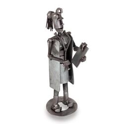 'Woman Doctor Eco-Friendly Rustic Recycled Metal Sculpture'