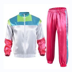 Set Retrò Vintage Disco Anni '80 Tuta da ginnastica Lunghe Disco Blocco di colori Costume Per uomo Halloween Carnevale Feste Performance Adulti Tuta da ginnastica