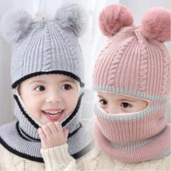 Casquettes pour enfants garçons filles tricoté laine bonnet chapeau hiver bébé chapeaux chauds avec écharpe couverture pour enfants 1-6 ans casquette coupe-vent