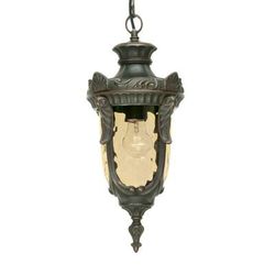 Elstead Lampada a sospensione Philadelphia, bronzo/ambra, IP43 Philadelphia, Crema / Ambra, Vetro, Campagna / Rustiche