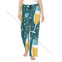 Lunettes à popper Champagne, pantalons de sommeil pour femmes, pantalons de salon chauds en flanelle pour les soirées d'hiver