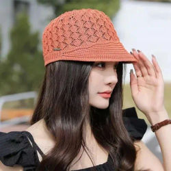 Béret d'été en maille ajourée pour femme, casquette respirante à visière, chapeau décontracté pare-soleil