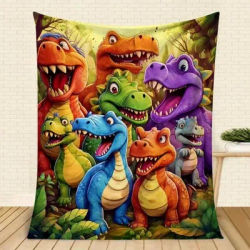 VIKAMA Cartoon Dinosaur Throw Blanket Soft and Comfortable Sofa & Bedroom Blanket Children's Room Playroom Blanket Birthday Gift