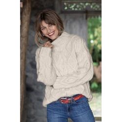 Heirloom,'Knit Ivory Baby Alpaca and Wool Blend Pullover Sweater'