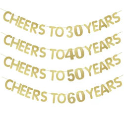 1set gold cheers to 30 40 50 60 years bunting banner adult Birthday Party Hanging Decoration Happy Birthday Banner