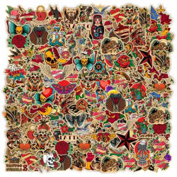 10/30/50/100PCS Retro Old School Tattoo Style Cartoon Sticker DIY Snowboard Laptop Cartoon Graffiti Cool Decals Sticker Toys