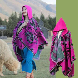 Femmes Cape cachemire mélange Pashmina Cape Poncho hiver chaud châle épaississement couverture luxe rétro Style ethnique écharpe étole enveloppes