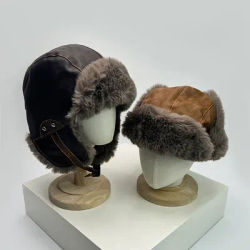 Chapeaux de bombardier rétro en cuir unisexe, couleur unie, Simple, chaud, protection des oreilles, chapeaux de pilote polyvalents, mode équitation en plein air, automne et hiver