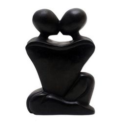Embracing Couple,'Hand Crafted Suar Wood Sculpture'