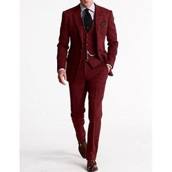Completo da uomo vintage in tweed a spina di pesce, composto da tre pezzi: blazer, gilet e pantaloni, abito formale da cerimonia, da lavoro, autunno/inverno, stile classico.