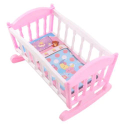 Infant Carriage Baby Bed Cradle Pretend Play Lightweight Baby Doll Rocking Bed Role Play Pink Blue Doll Rocking Crib