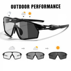 Photochromic Polarized Cycling Sunglasses for Men Women, Oversized UV400 Sports Glasses for Bike Running Hiking Fishing