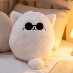 2026 Anime Sunglasses White Cat Plushies Toys Soft Gojo Cat Plush Pillow Stuffed Animals Home Decor Cute Birthday Gift