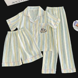 Ensemble de pyjama à motif de chiot mignon, haut à manches courtes et short et pantalon assortis, vêtements d'intérieur confortables pour l'été