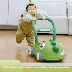 Leg Baby Walker with 2-Speed Adjustment, Foldable Multifunctional Toddler Push Walker Anti-Tip Stable Design for 6-18 Months