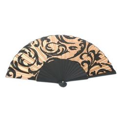 Silk batik fan, 'Bali Glory'