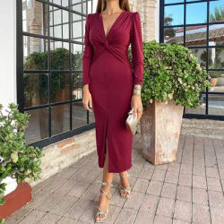 Robe à col en v pour femmes, vêtements haut de gamme, nouvelle mode, NO.16