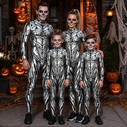 Halloween Tuta intera Body Estratto fluido Robot Stampa Cerniera frontale Sinistro Rave futuristico Unisex Costume per Club Festival Musicale Festival EDM Halloween Carnevale Bambini Adulti