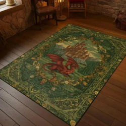 Retro Dark Color Knight Sword and Dragon Carpet Medieval Carpet Renaissance Theme Rug Living Room Bedroom Sofa Rug Home Decor