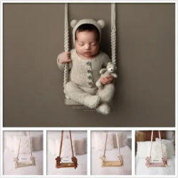 Newborn Infant Photography Props Baby Swing Wooden Chair Babies Furniture Infants Photo Shooting Prop Accessories Fotografia