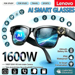 Lunettes Intelligentes Lenovo 8KHD 1600W AI avec Traduction en Temps Réel, Double Caméra, Appel Bluetooth, Enregistrement Audio/Vidéo, Lecture Musicale, Lunettes de Soleil 2026