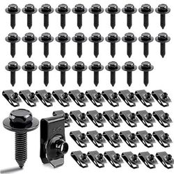 50 clip a U Kit di bulloni per carrozzeria da 1/4, elementi di fissaggio universali per autoveicoli per paraspruzzi, parafanghi, paraurti e coperture del motore, clip di fissaggio e viti per