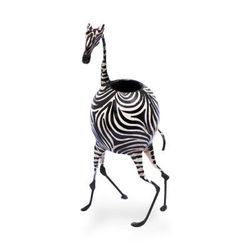 'Whimsical Zebra-Themed Dried Gourd & Papier Mache Pen Holder'