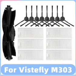 Compatible For Vistefly M303 Roller Main Side Brush Hepa Filter Robotic Vacuums Spare Part Replacement Accessory Kit