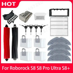 Roborock S8 Pro Ultra S8+ Robot Vacuum Spare Parts Mop Cloths Main Side Brushes HEPA Filters Dust Bags Accessories