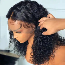 Jerry Curly Short Bob Cut 13X4 Lace Frontal Synthetic Wig For Women Preplucked With Baby Hair Cosplay Daily