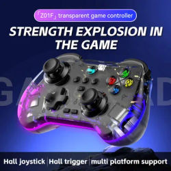 Z01F Wireless Game Controller for PS3/PS4/PC/Switch/Android/iOS Double Hall Effect Bluetooth Gamepad with 6-Axis Gyro RGB Light