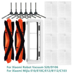 For Xiaomi Robot Vacuum S20 / D106 Main Brush Cover Side Brush Hepa Filters For Xiaomi Mijia E10 / E10C / E12 / B112 / C103