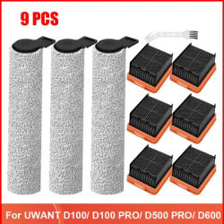 Compatible For UWANT D100/ D100 PRO/ D500 PRO/ D600 Robot Vacuum Cleaner Replacement Parts HEPA Filters Main Roller Brush