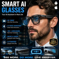 Nouvelles lunettes intelligentes avec caméra HD 800W pour hommes, traduction dans plus de 100 langues, enregistrement vidéo 1080P, transmission WIFI, musique 3D, appels, lunettes de soleil