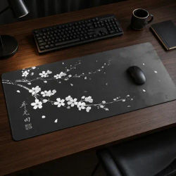 Tapis de souris noir et blanc, motif fleurs de cerisier, Gamer XL, Home HD, nouveau tapis de souris XXL, tapis de jeu, tapis doux pour ordinateur portable, tapis de souris