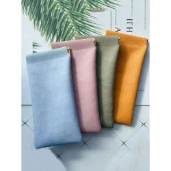 1 pochette pour lunettes de soleil, sac de rangement unisexe pour lunettes avec fermeture automatique, étui à lunettes en cuir