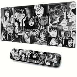 Junji Ito Tees tapis de souris d'horreur tapis de bureau en caoutchouc bureau grand tapis de souris de jeu Anime bord de verrouillage tapis de souris Gamer tapis antidérapant