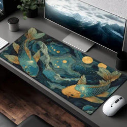 Tapis de Souris Grand Format à Motif Poisson Koi Fantaisie, Tapis de Bureau, Tapis de Jeu, Accessoires PC, Tapis de Clavier Étendu, Tapis de Souris, Tapis de Bureau