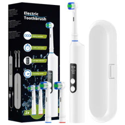 Brosse à dents électrique rotative avec 4 modes de nettoyage et minuteur intelligent, brosse à dents rechargeable compatible avec les têtes de brosse Oral B