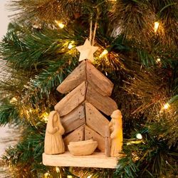 Christmas Nativity,'Hand Crafted Recycled Driftwood Christmas Nativity Ornament'