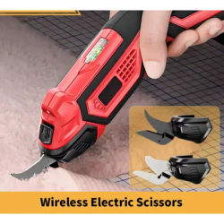 Cordless Electric Scissors 2 Blades Portable 4V Shears for Fabric Cloth Leather Cardboard Carpet DIY USB Cutting Tool 11000RPM