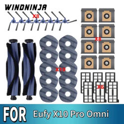 Vacuum Spare Parts For Eufy X10 Pro Omni Robot Vacuum Roller Side Brushes HEPA Filters Mop Cloths Dust Bags Replacement Parts