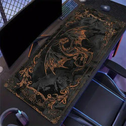 Tapis de souris à motif planète du système solaire doré, tapis de souris à grand bord cousu, tapis de clavier XXL, accessoires de bureau pour ordinateur
