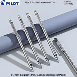 Stylos métalliques portables japonais PILOT BIRDIE MINI BS-40S, stylo à bille de 0.7mm/crayon mécanique de 0.5mm, papeterie rétractable