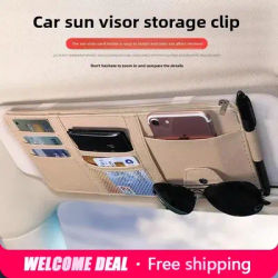 Pochette de rangement portable pour pare-soleil de voiture, porte-billets, porte-cartes de visite, clip pour lunettes de soleil, porte-cartes, pochette de rangement pour billets et cartes