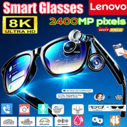 Lunettes intelligentes Lenovo 2400MP 8KHD avec IA, traduction vidéo, appels mains libres, enregistrement de conversations IA, lecture de musique, lunettes de soleil intelligentes, lunettes