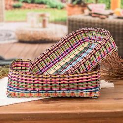 'Pair of Eco-Friendly Recycled Nesting Baskets Woven by Hand'