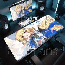 Tapis de souris XXL Phoebe Wuthering Waves WuWa, impression HD, accessoires de bureau, tapis de souris avec bordure surjetée, tapis de bureau antidérapant pour PC et jeux.