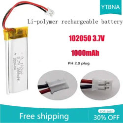 102050 Batterie Rechargeable au Lithium polymère 3.7v 1000mAh, avec prise PH2.0, ion li-po pour haut-parleur Bluetooth, outils, Batteries MP3/4/5